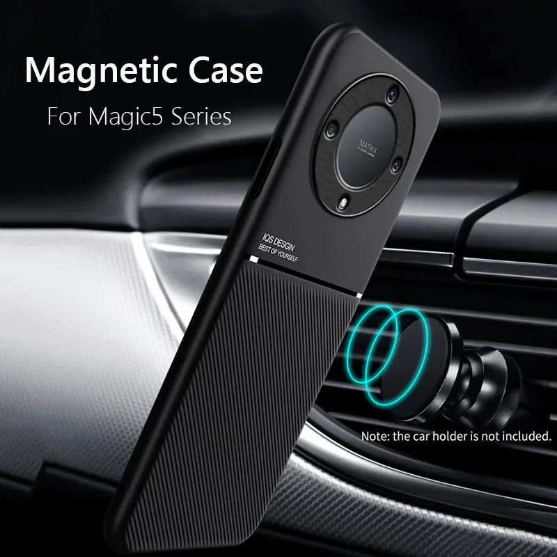 For Honor Magic5 Lite Case Car Magnetic Leather Cover Soft Frame Funda On For Honor Magic5Lite 5G Phone Cases Capa