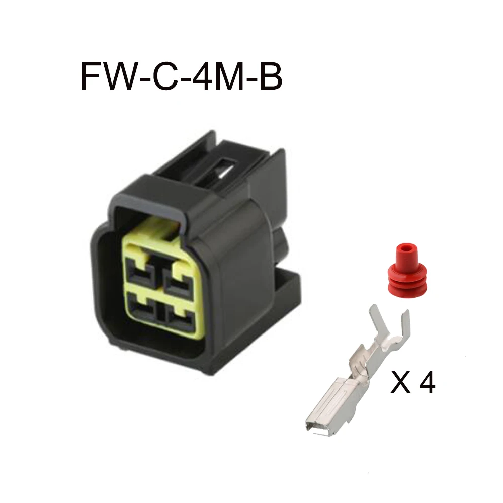 100SET FW-C-4M-B FW-C-4F-B auto Waterproof cable connector 4 pin automotive Plug famale male socket Includes terminal seal