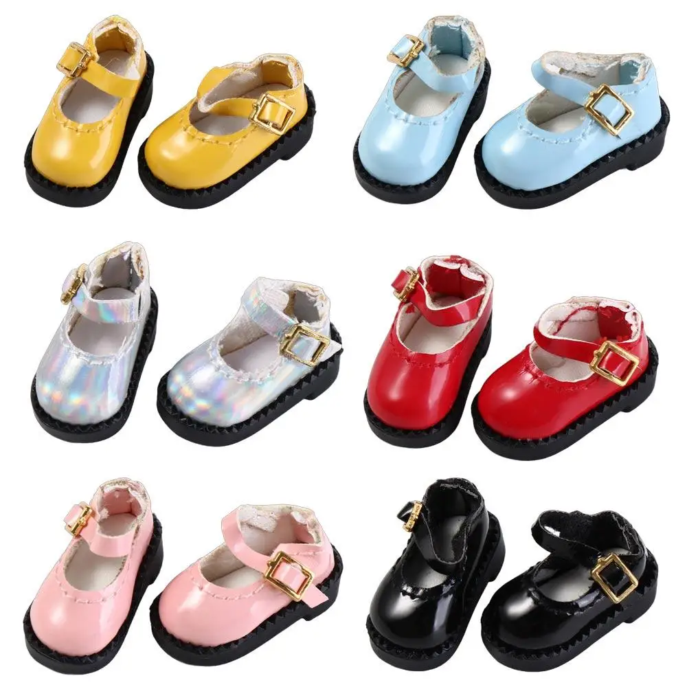 1Pair PU Cute Round Toe Shoes PU Leather Doll Sandals Mini 2.7*1.3cm 12 BJD Doll OB11 Princess Shoes Children Toys