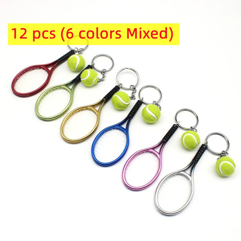 12 Pcs Tennis Table Tennis Ping Pong Racquet Bat Sports Keychain Novelty Gifts