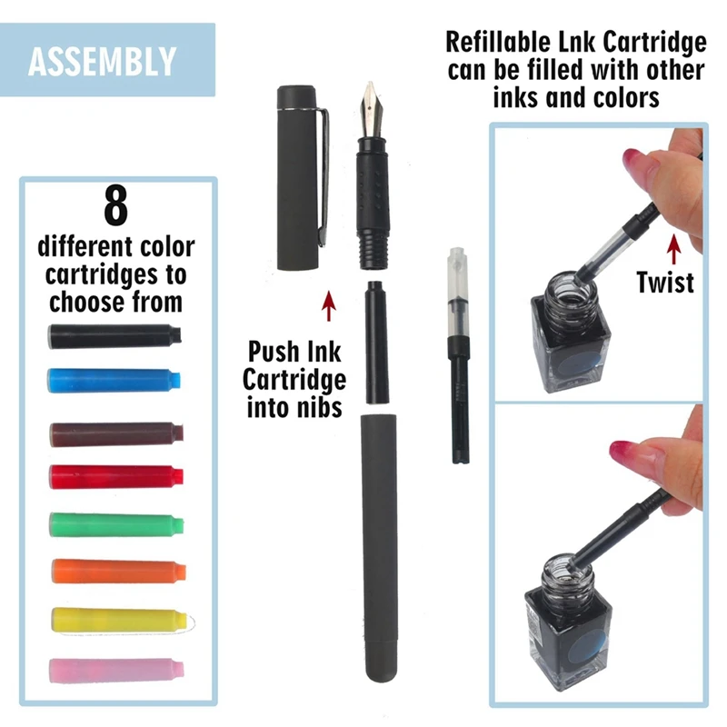 35Pcs/Set Calligraphy Pen Set With Pen Holder Pen Nibs Colorfull Ink Sac Rocker Blotter Comic Pen Supplies Statione