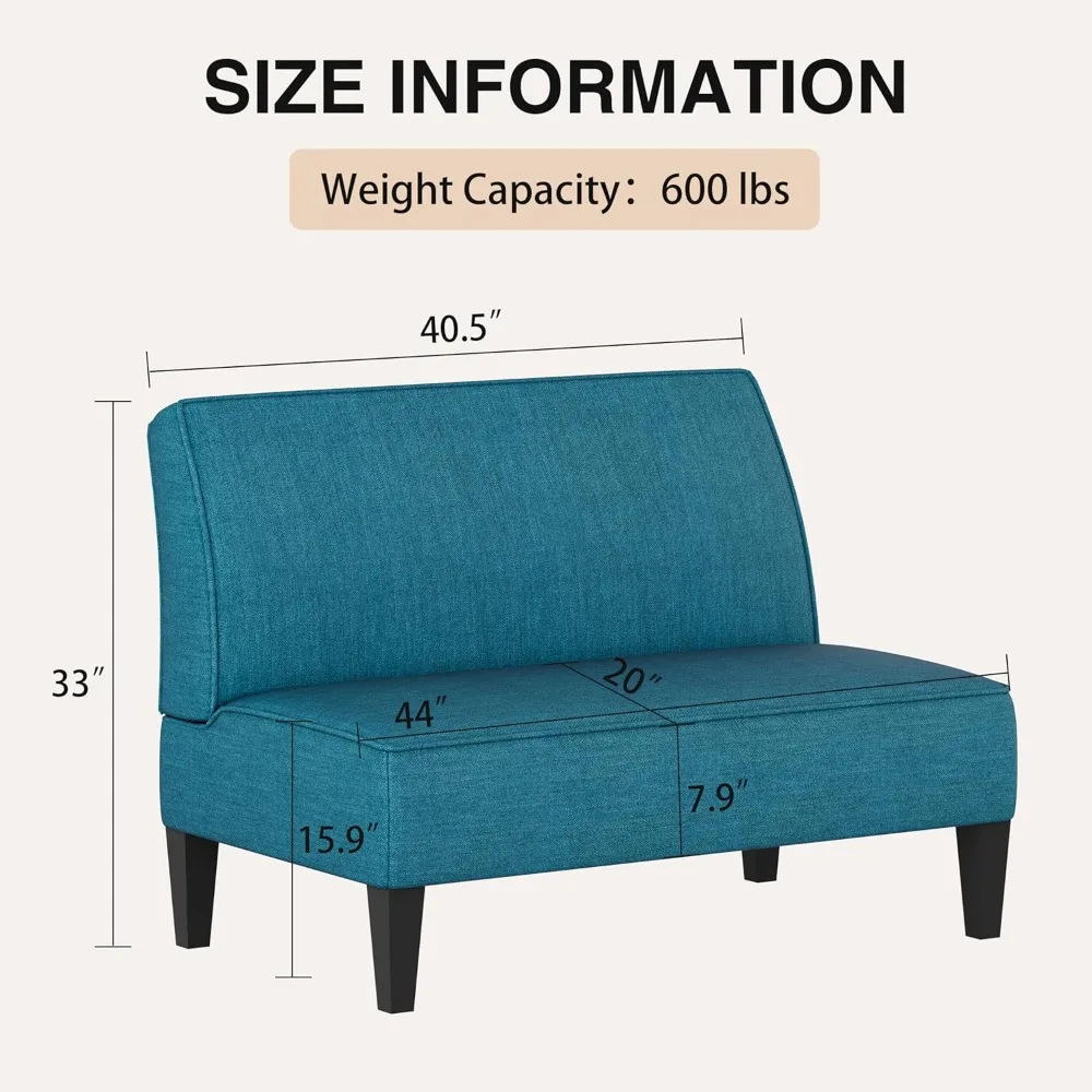 أريكة مدمجة بمقعدين مع تنجيد للمساحات الصغيرة وأرجل خشبية مثالية لغرفة النوم #2