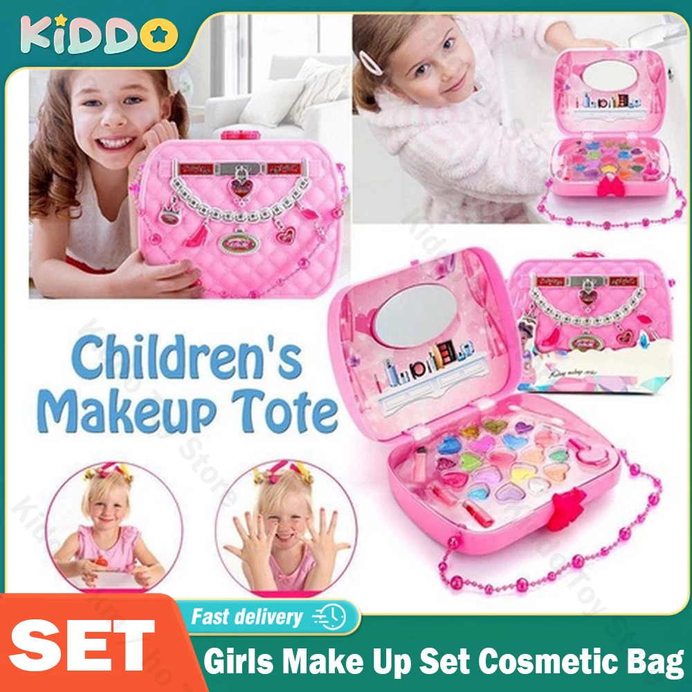 Baby Girls Make Up Set Toys Pretend Play Cosmetic Bag Beauty Hair Salon Toy Eye Shadow Makeup Tools Children Pretend Play Toys