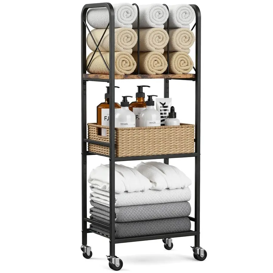 

Трехуровневая передвижная вешалка для полотенец, отдельно стоящий держатель для полотенец с M-образными съемными разделителями, для ванной комнаты, бассейна