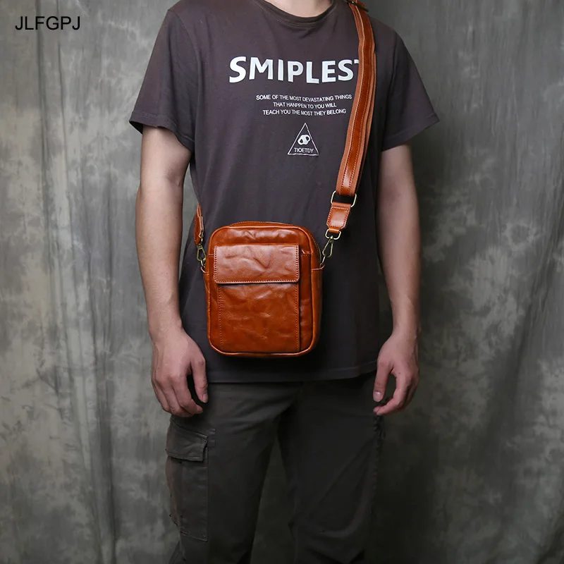 

Daily Minimalist Genuine Leather Crossbody Bag For Men With A Top Layer Of Cowhide And Retro Zipper Multifunctional Shoulder Bag