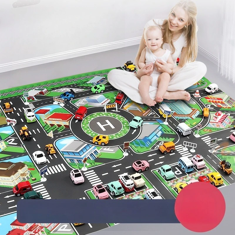

Cross-border Children's Toy Game Mat 130 * 100 Pure English City Traffic Car Model Parking Scene Floor Mat