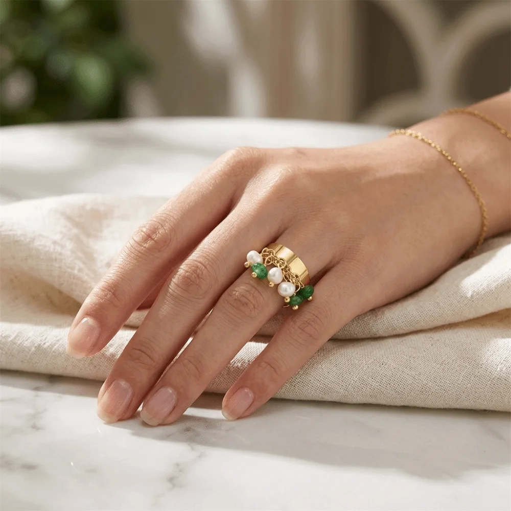 Luxury Gold Tone Charm Open Ring Adjustable Band Non Fading Adjustable Ring Lightweight Long Lasting Finish Fashion Ring Holiday
