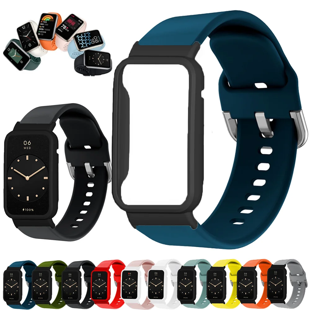 For Xiaomi Mi Band 7 Pro Smartwatch Strap Silicone Sport Bracelet Band Watchbands With Mi Band 7Pro Protective Case Cover frame