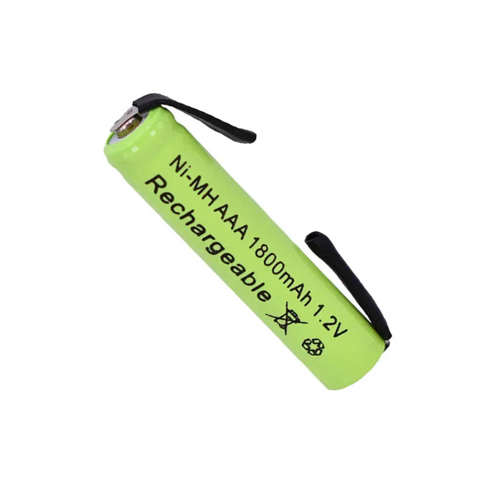AAA 1800mAh 1.2V Ni-MH with Solder Tabs rechargeable battery cell, for Electric Shaver, Razor, Toothbrush