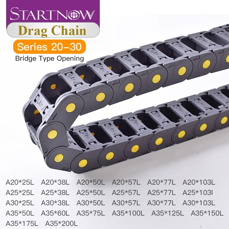 Startnow Plastikowe łańcuchy kablowe przekładniowe Most otwarty łańcuch przeciągający ze złączami końcowymi Frezarka CNC Obrabiarki Nośnik drutu