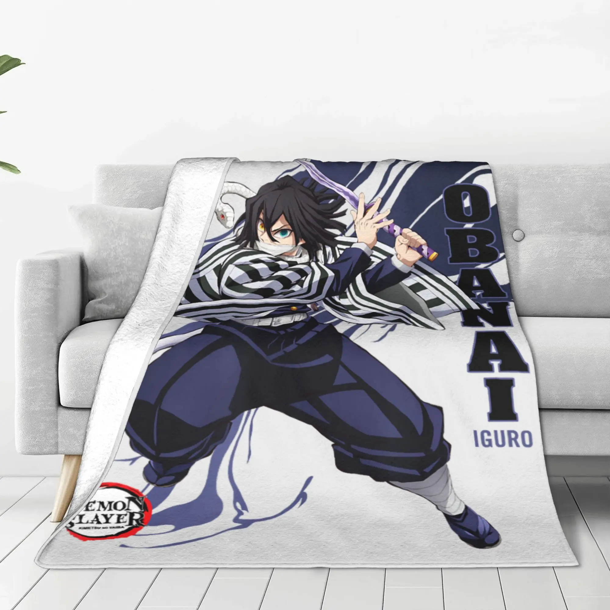 1PC Home Demon Slayers  Infinty Castle Obanai Serpent Hashira Motion Blanket Throw Blanket  Novelty Warm Blanket All Season Gift