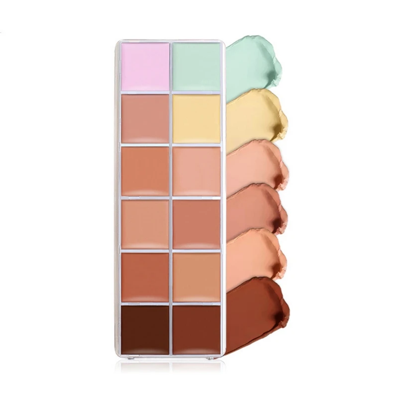 12 Color Concealer Palette Contour Cream Acne Spot Dark Circles Cover Face Foundation Brighten Pigment Cosmetic Makeup Tool