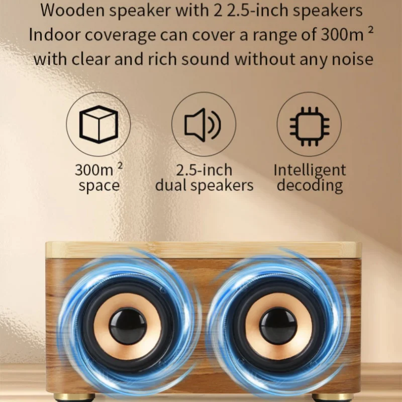 

Wireless Charging Caixa De Som Bluetooth Speakers 30W Subwoofer HIFI Wooden Music Center AUX TF Portable Sound Box with FM Radio