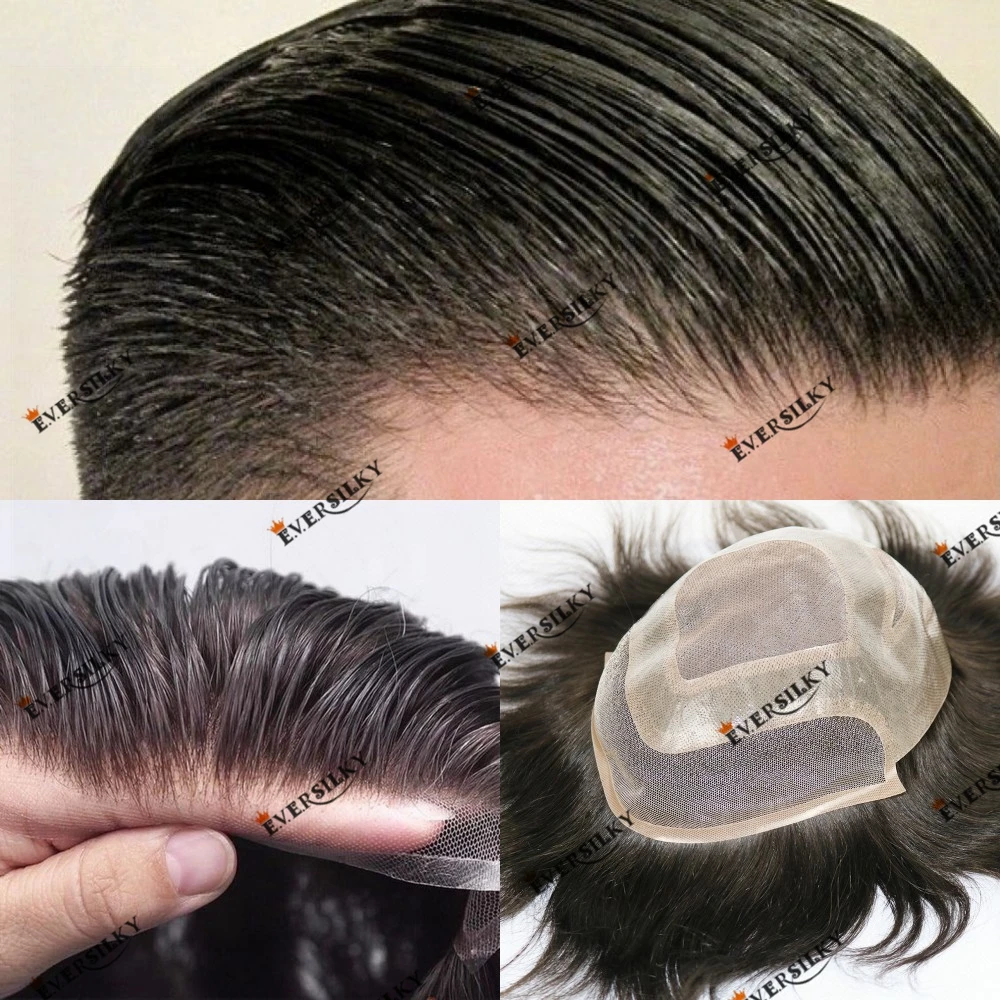 

Bleach Knots Natural Hairline Lace &Mono 100% Human Hair Capillary Prosthesis Men's Toupee Indian Human Hair Wig for Men Indian