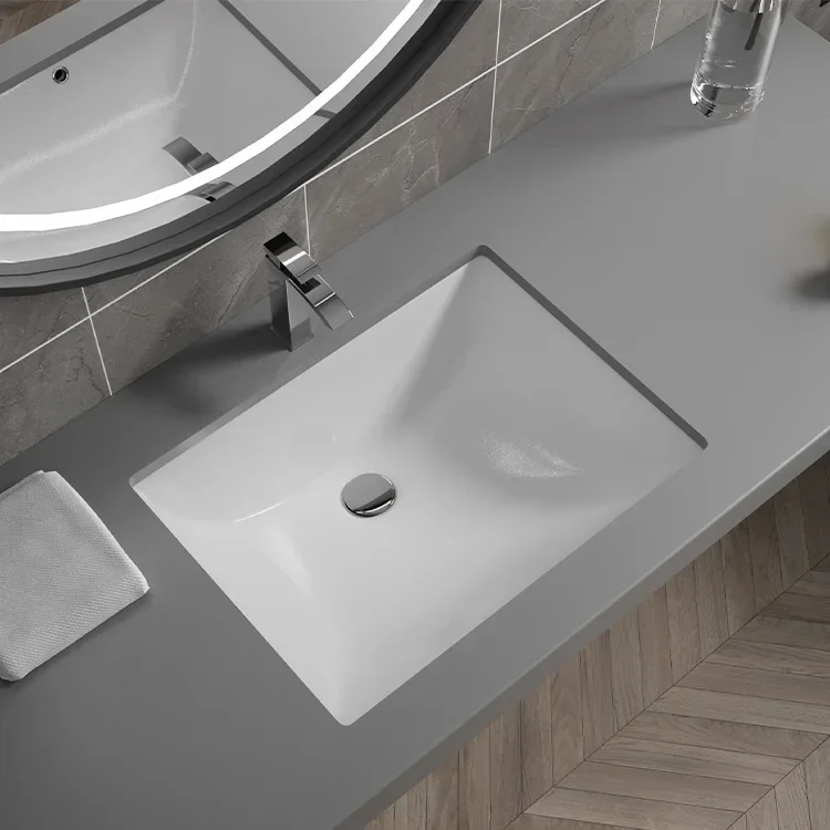 for UPC Hotel Project Public Lavatory Rectangular White Ceramic Hand Wash Basin Undermount Sink For Bathroom