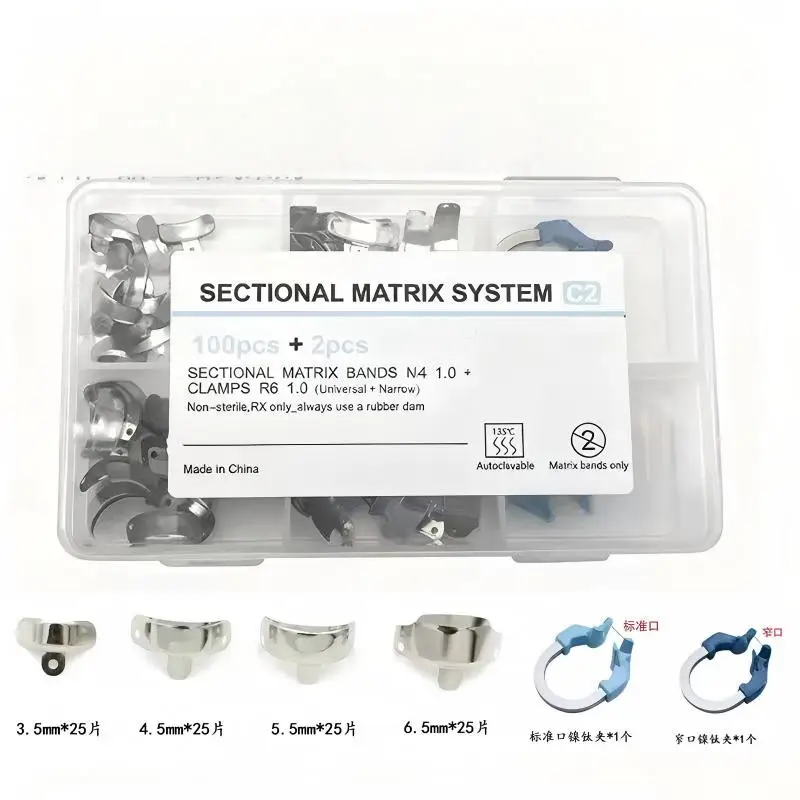 NiTi Memory Metal Matrix Rings with PEEK Tips Dental Sectional Restorative Tool C2 M4 for Tooth Filling And Restoration