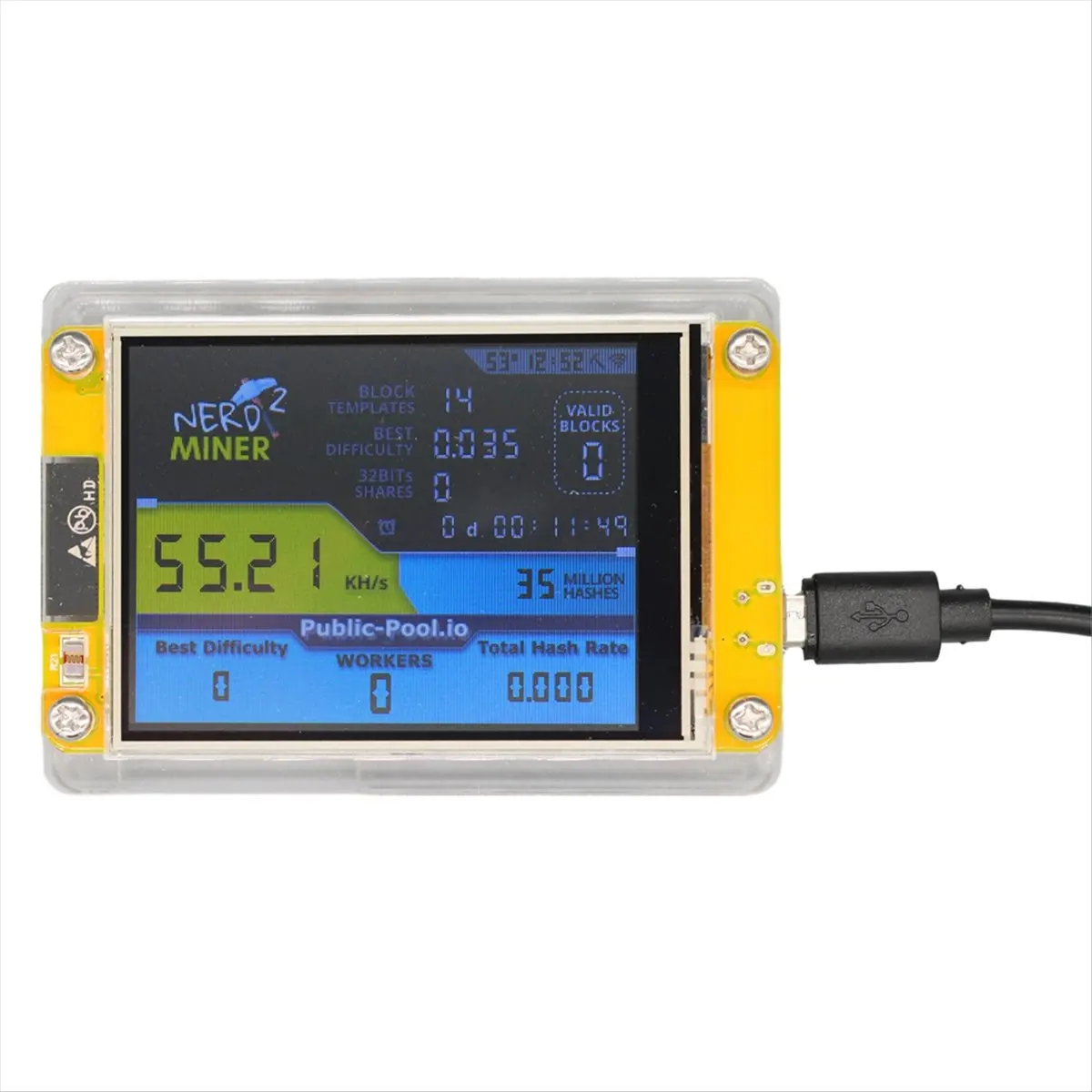 【DT56】Bitcoin Miner V2 55-56KH/S 2.8 Inch Display BTC Smart LCD Display Crypto Solo Lottery Miner