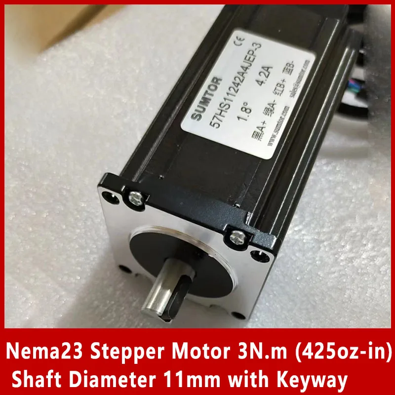 Nema23 Stepper Motor  3N.m (425oz-in) Shaft Diameter 11mm with Keyway Body Length 112 mm CE ROHS