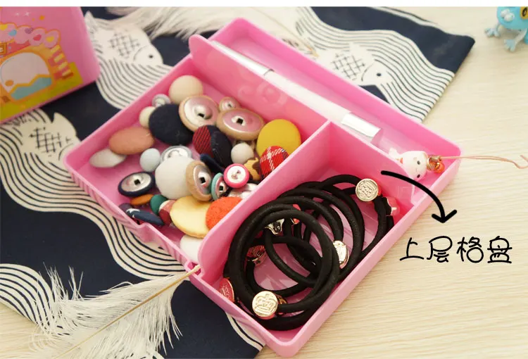 Niedlichen Cartoon Kinder Doppel Schichten Lagerung Box Tragbare Kunststoff Spielzeug Kinder Geburtstag Geschenk Kreide Snack Gebäude Block Organizer – Detail 15