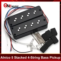 Alnico 5 apilados 3 agujeros 4 cuerdas bajo Humbucker con polipolar escalonado pastilla de reducción de ruido bobina de salida 4-C piezas de bajo divididas