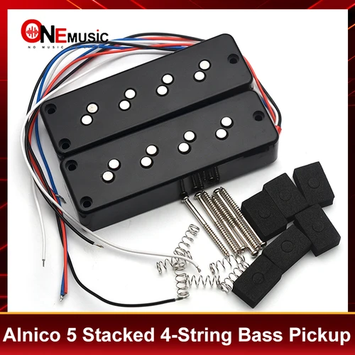 Alnico 5 apilados 3 agujeros 4 cuerdas bajo Humbucker con polipolar escalonado pastilla de reducción de ruido bobina de salida 4-C piezas de bajo divididas