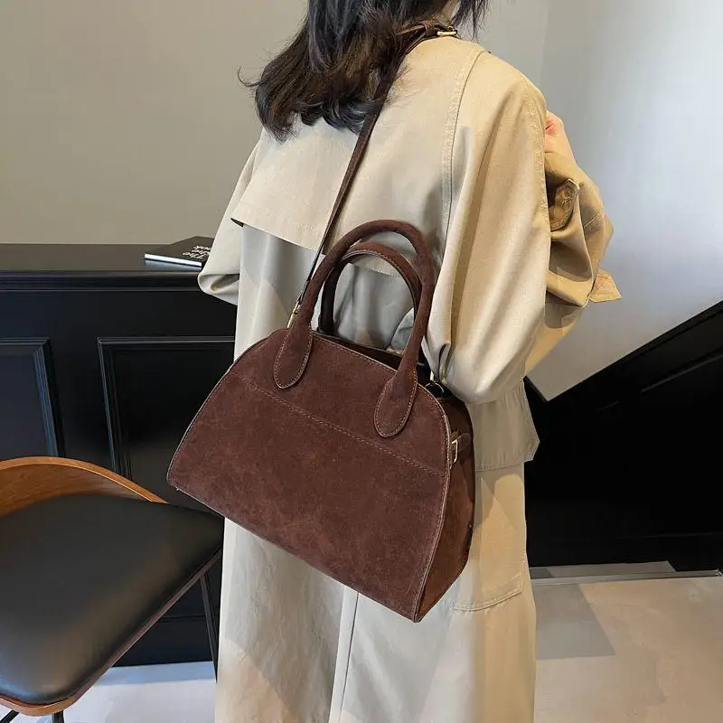 

Retro texture large-capacity single-shoulder crossbody tote bag, new suede PU leather handbag, fashionable and minimalist style