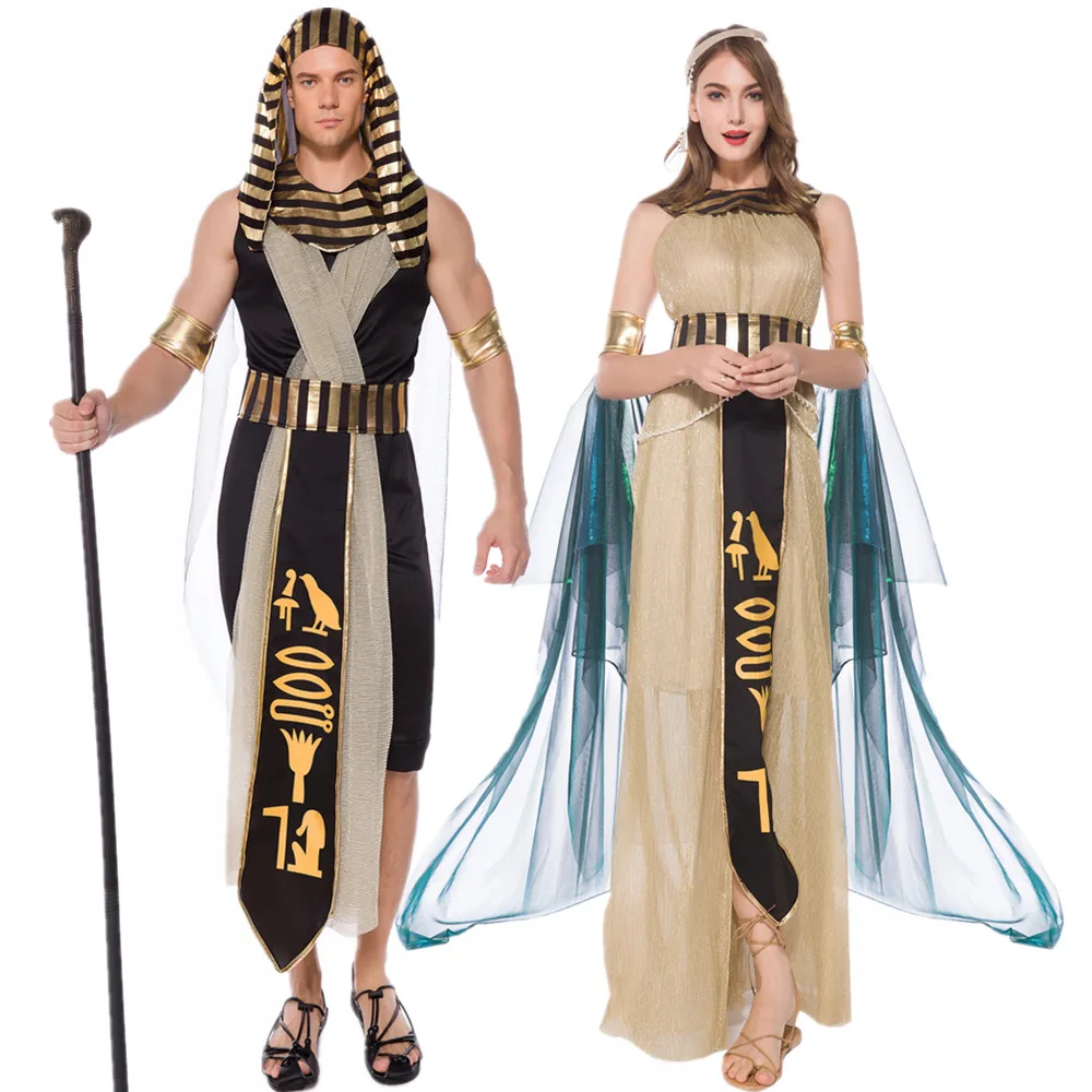 Couples Egypt Pharaoh Cleopatra Costume Ancient Egyptian Outfit For Women Men Cosplay Halloween Carnival