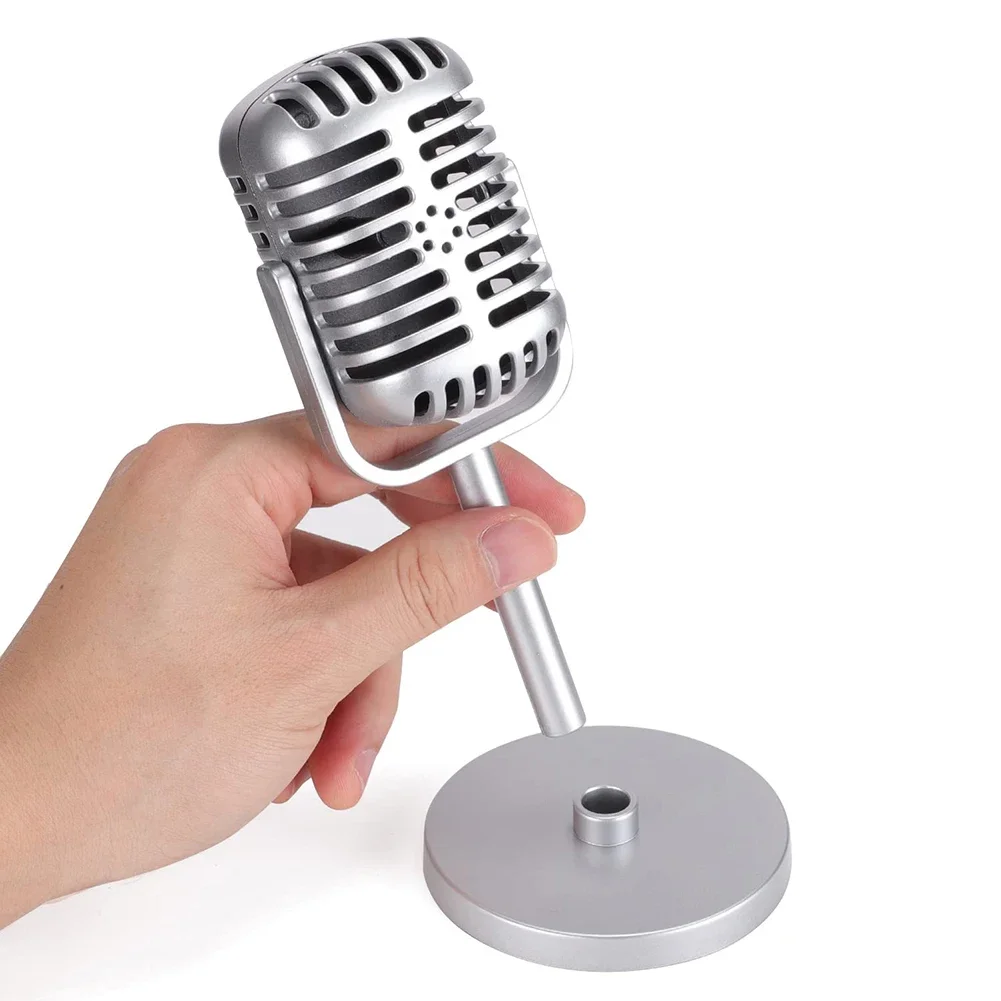 Adereços de simulação microfone retrô vintage clássico microfone vocal dinâmico para performance ao vivo karaokê decoração de casa