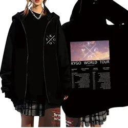 Kygo World Tour 2024 Zipper Hoodie Harajuku Pullover Tops Streetwear Music Fans Gift V-Neck Sweatshirts