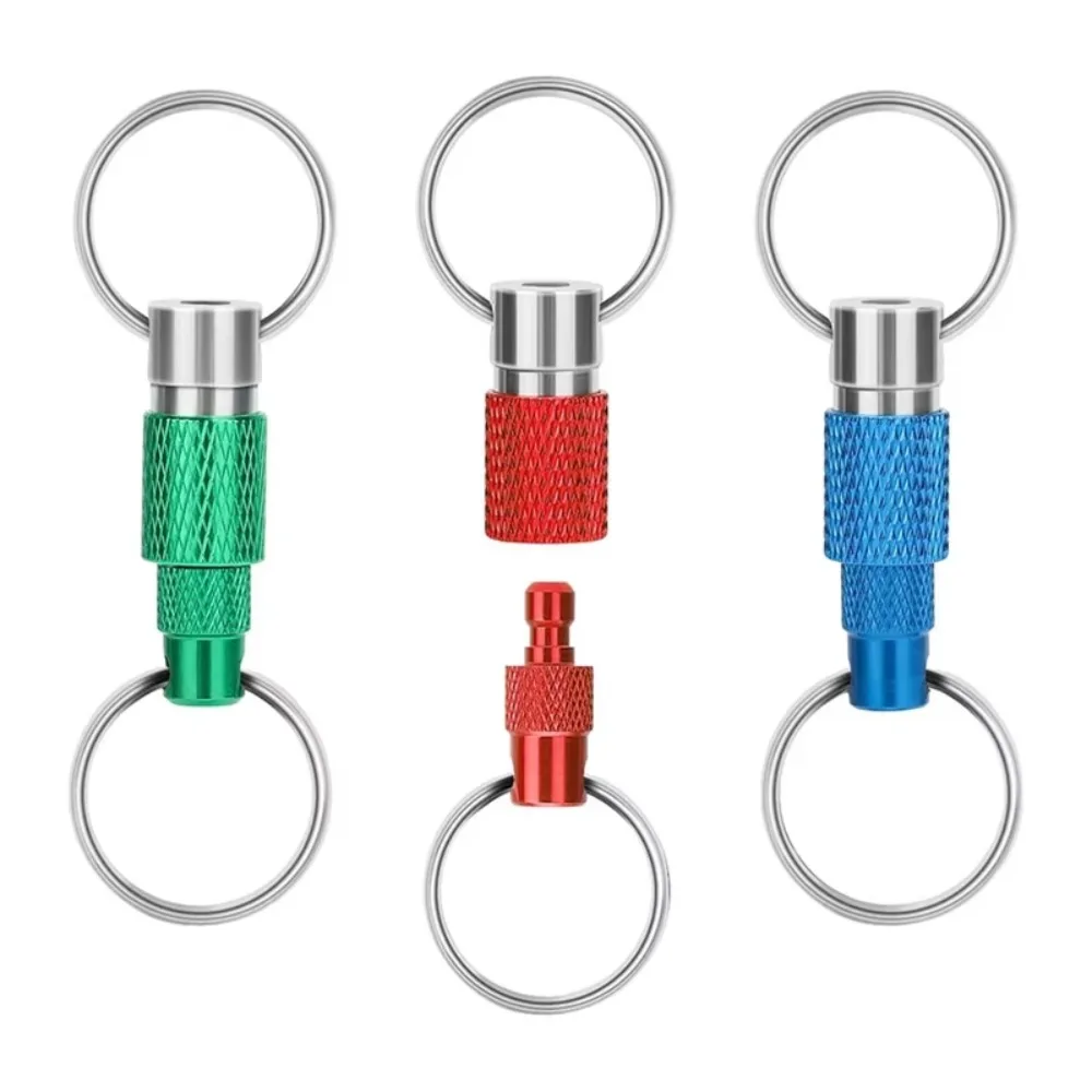 

Double Rings Metal Separation Keychain High Strength Aluminum Rotation Function Pull Apart Keychain Detachable 3 PCS