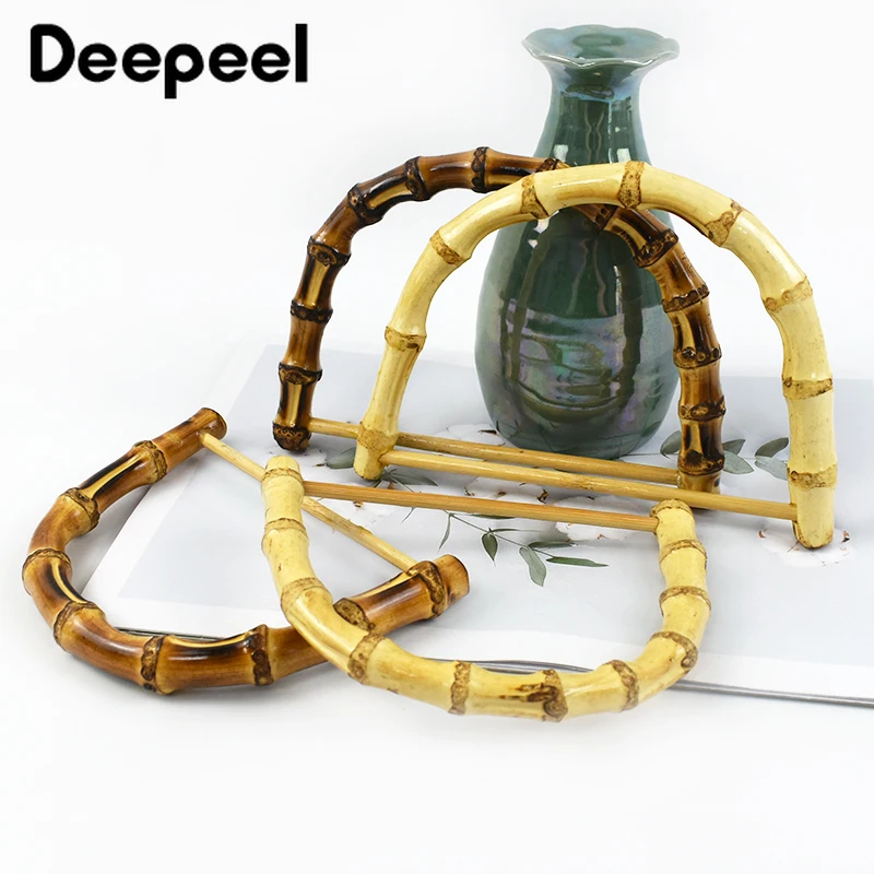 Deepeel-Poignée en bois naturel de bambou, anneau de remplacement de sac à main, cercle de poignet, sacs, accessoires de bricolage Foy, 1, 2, 4 pièces, 1, 12/14 cm