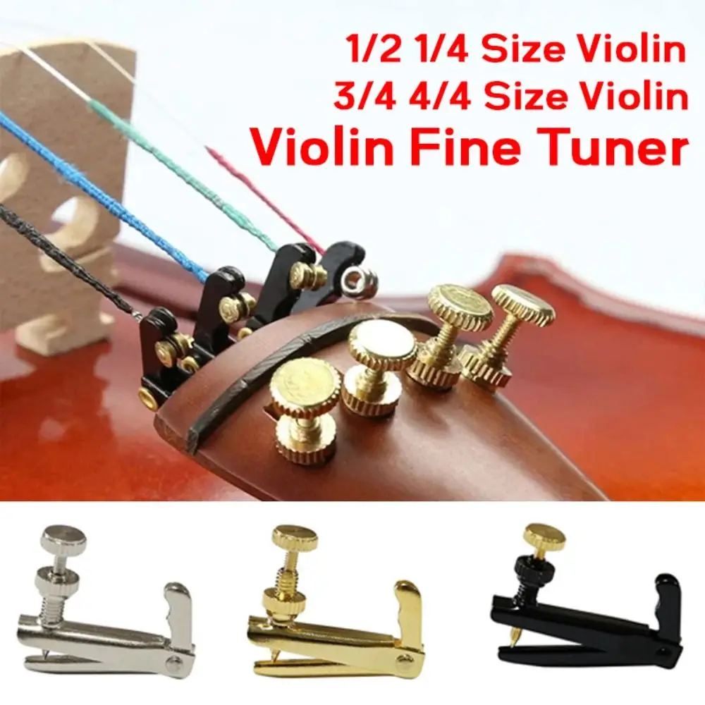 4PCS/Set Metal Violin Fine Tuner Stringed Instrument Accessories for 1/2-1/4 3/4-4/4 Size Violin Fiddle String Adjuster