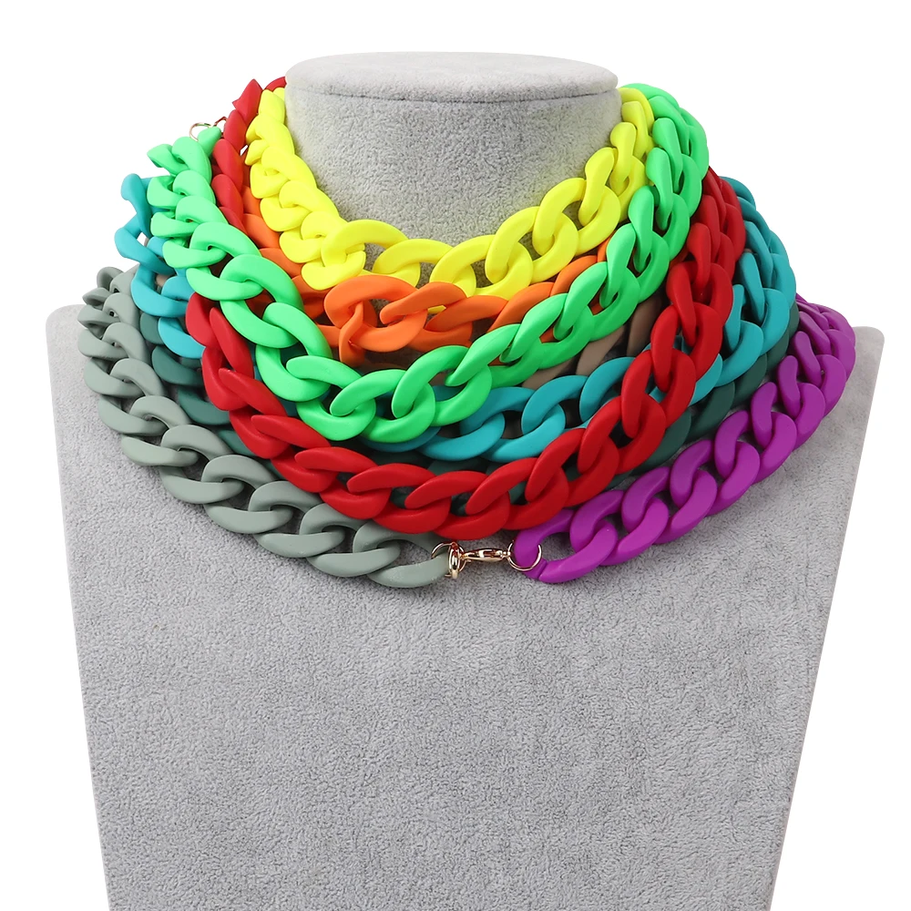 FishSheep Trendy Bunte Acryl Kette Choker Halsketten Für Frauen Aussage Matte Harz Breite Kette Kragen Hals Schmuck 2022 Neue – Detail 10