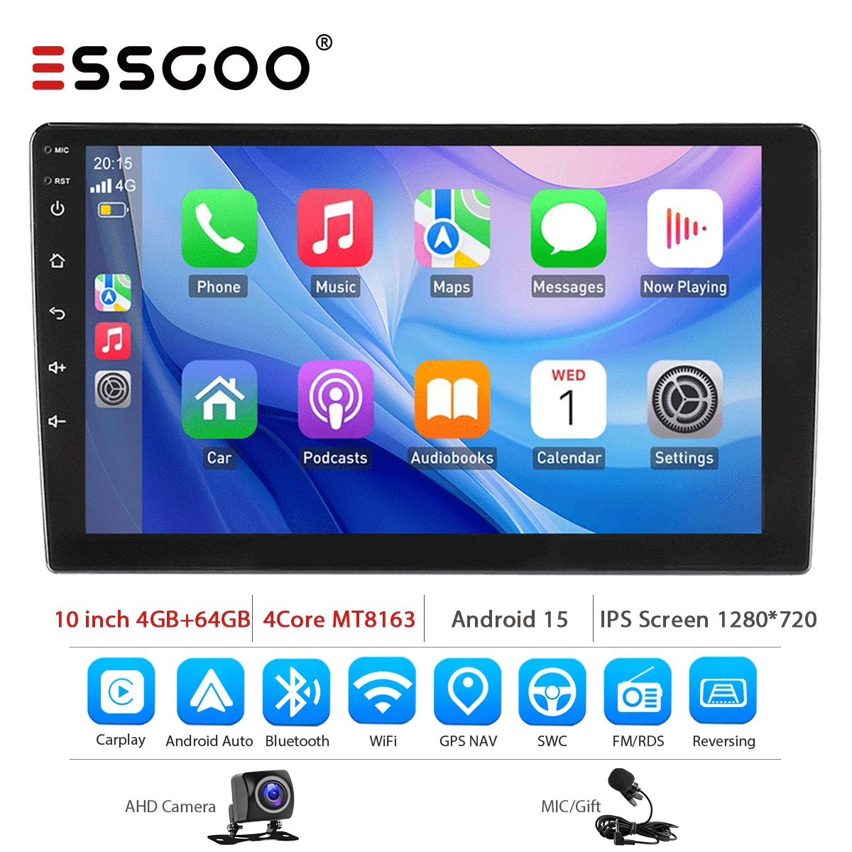ESSGOO 7 9 10 inch Universele CarPlay Android Auto Autoradio voor VW Fiat Renault Nissan Hyundai GPS Multimedia Autoradio Stereo