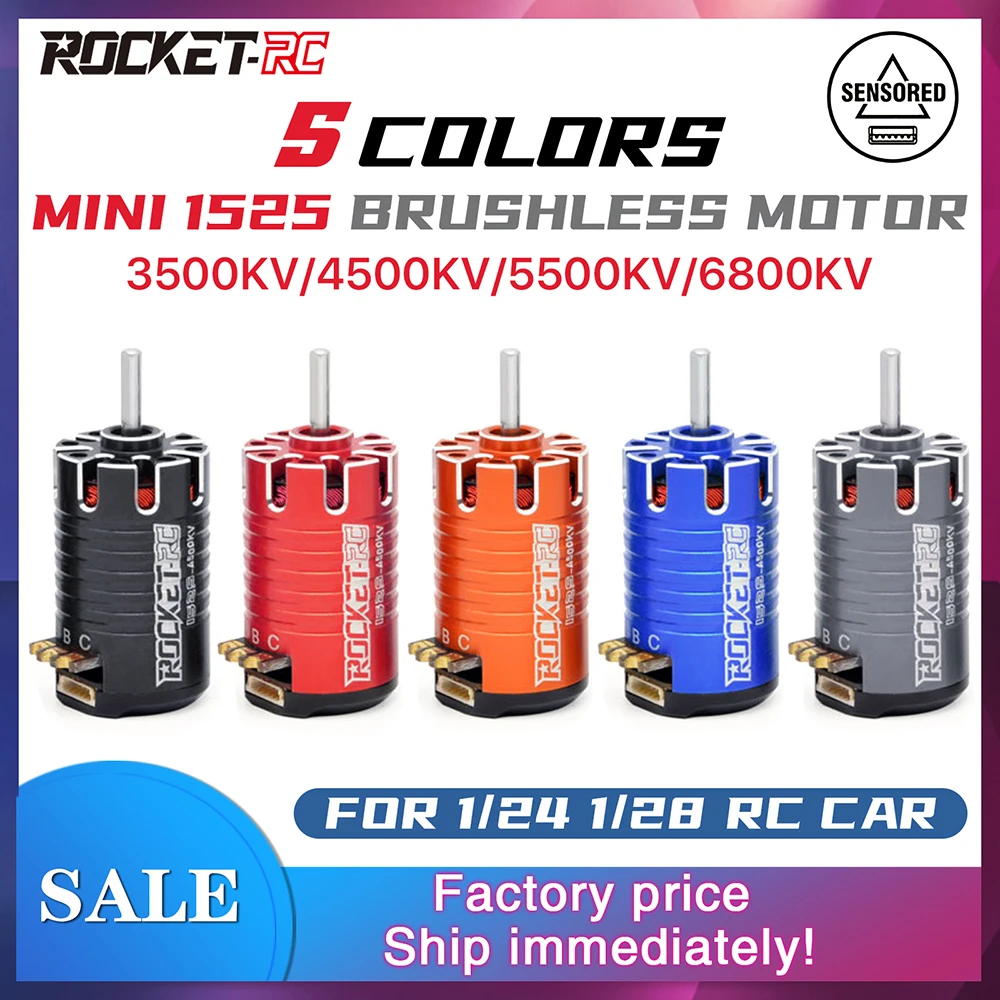 ROCKET-RC MINI 1525 Sensored Brushless Motor 3500KV 4500KV 5500KV 6800KV For 1/28 1/24 Mini Remote Control Cars (Mosquito Cars)