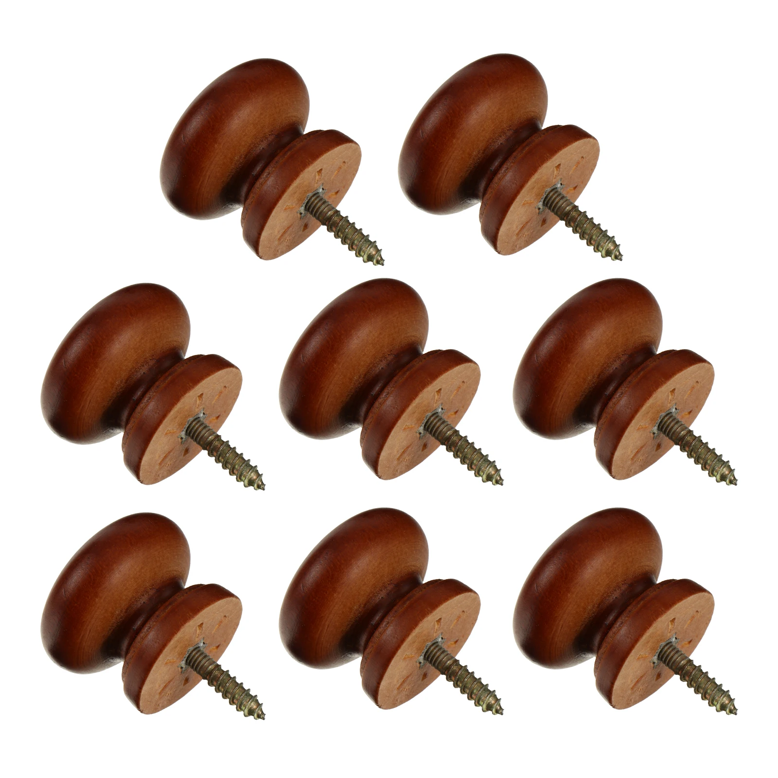 

8pcs Solid Wood Handle Drawer Knobs Brown Cabinet Hardware Durable Door Knob Matte Kitchen Wardrobe Closet Installation