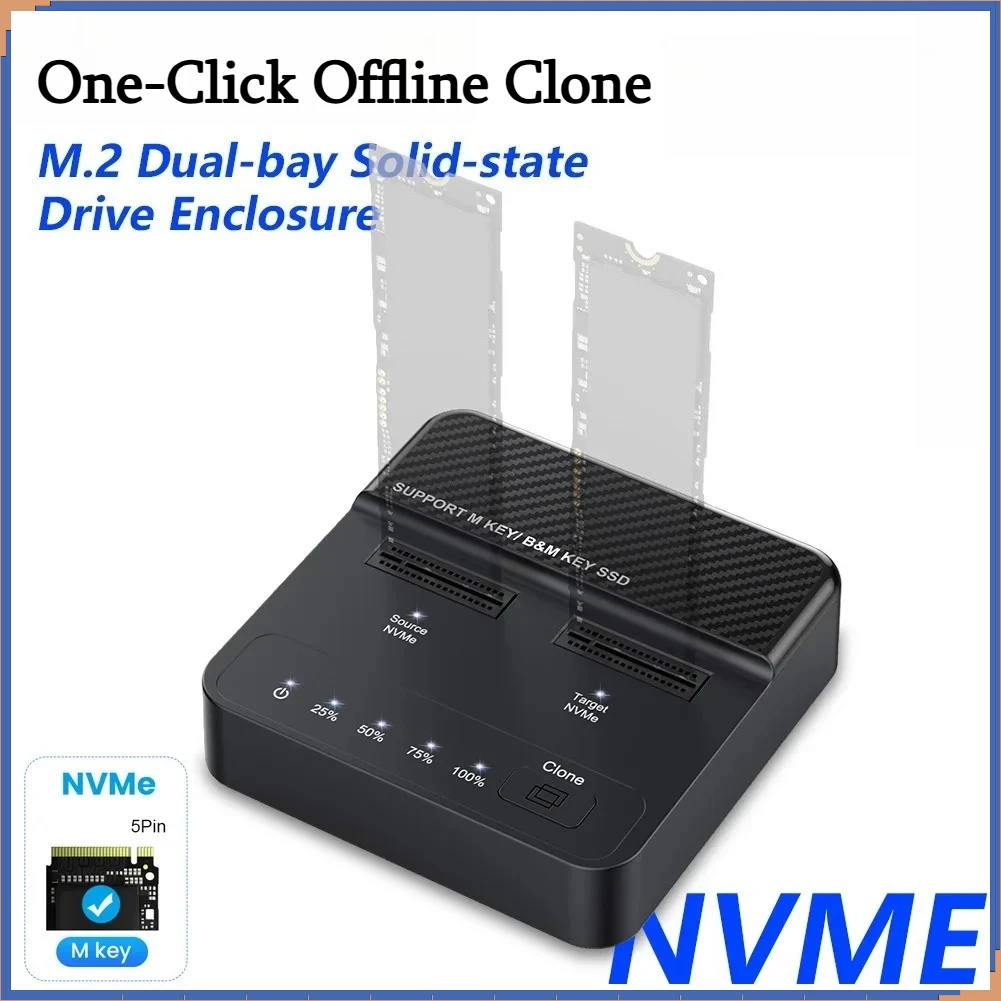 NVME M.2 SSD Docking Station Dual-Bay Solid State Drive Duplicator 20Gbps Read-Write Offline Copying Cloner Duplicator