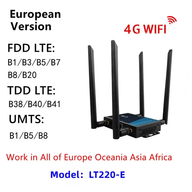 4G Wifi Router Industrial Grade 4G Broadband WIFI Wireless Router 4G LTE CPE Router With Sim Card Slot Antenna-EU Plug Durable