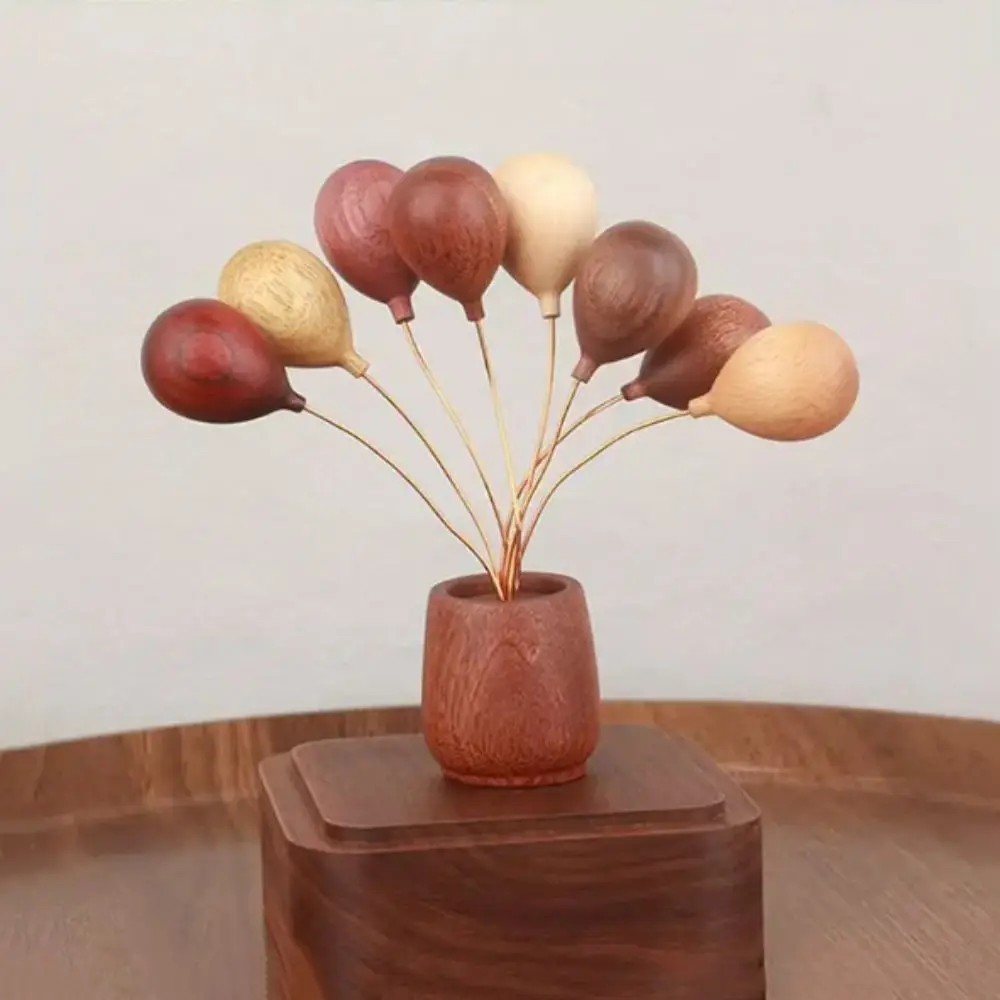 

Solid Wood Wooden Balloon Decoration Rustic Style Mini Figurine Wooden Balloon Ornament Creative Design Handmade