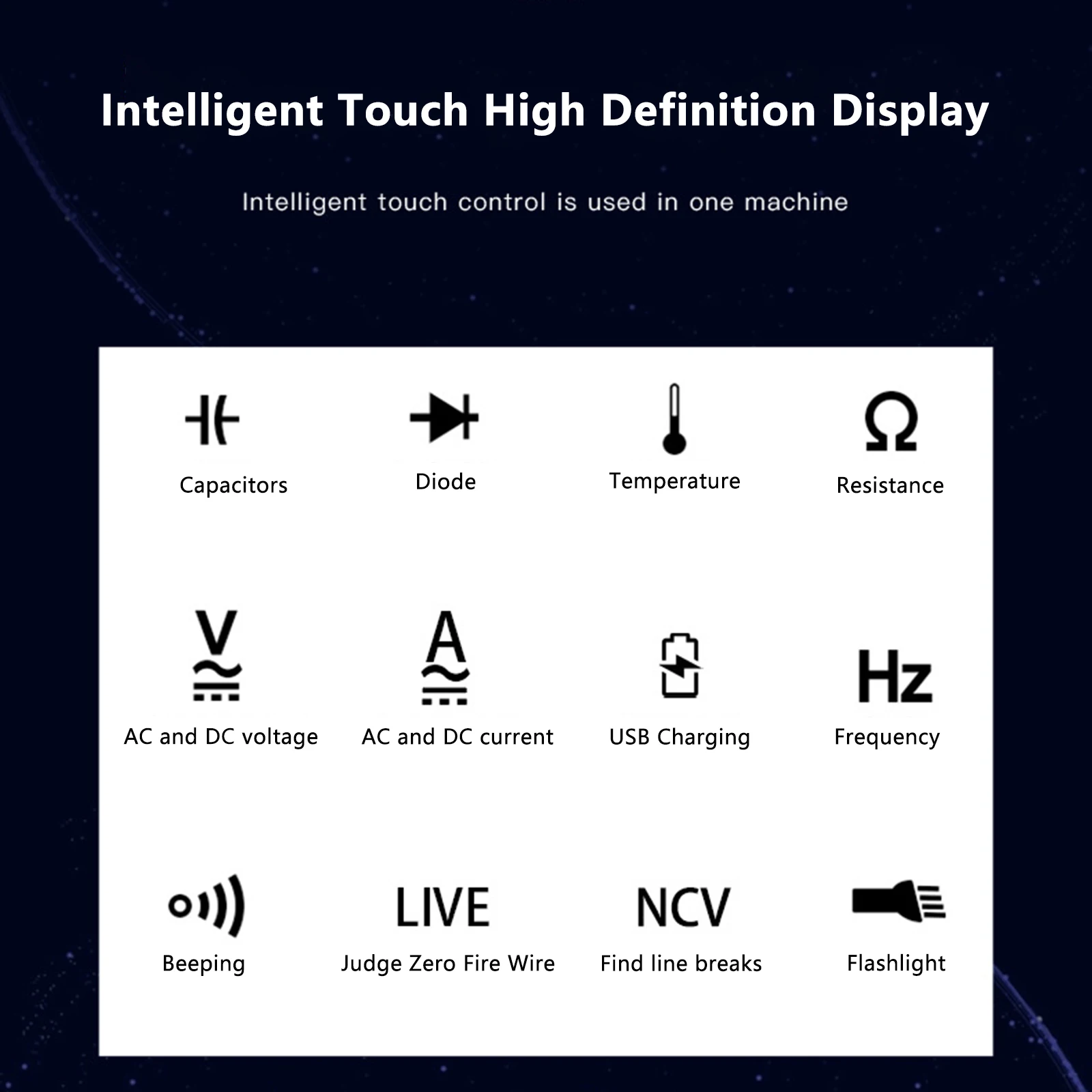 FS8233 PRO Slimme Digitale Touchscreen Multimeter Oplaadbare Multitester AC/DC Voltage Huidige Weerstand Temperatuur Tester