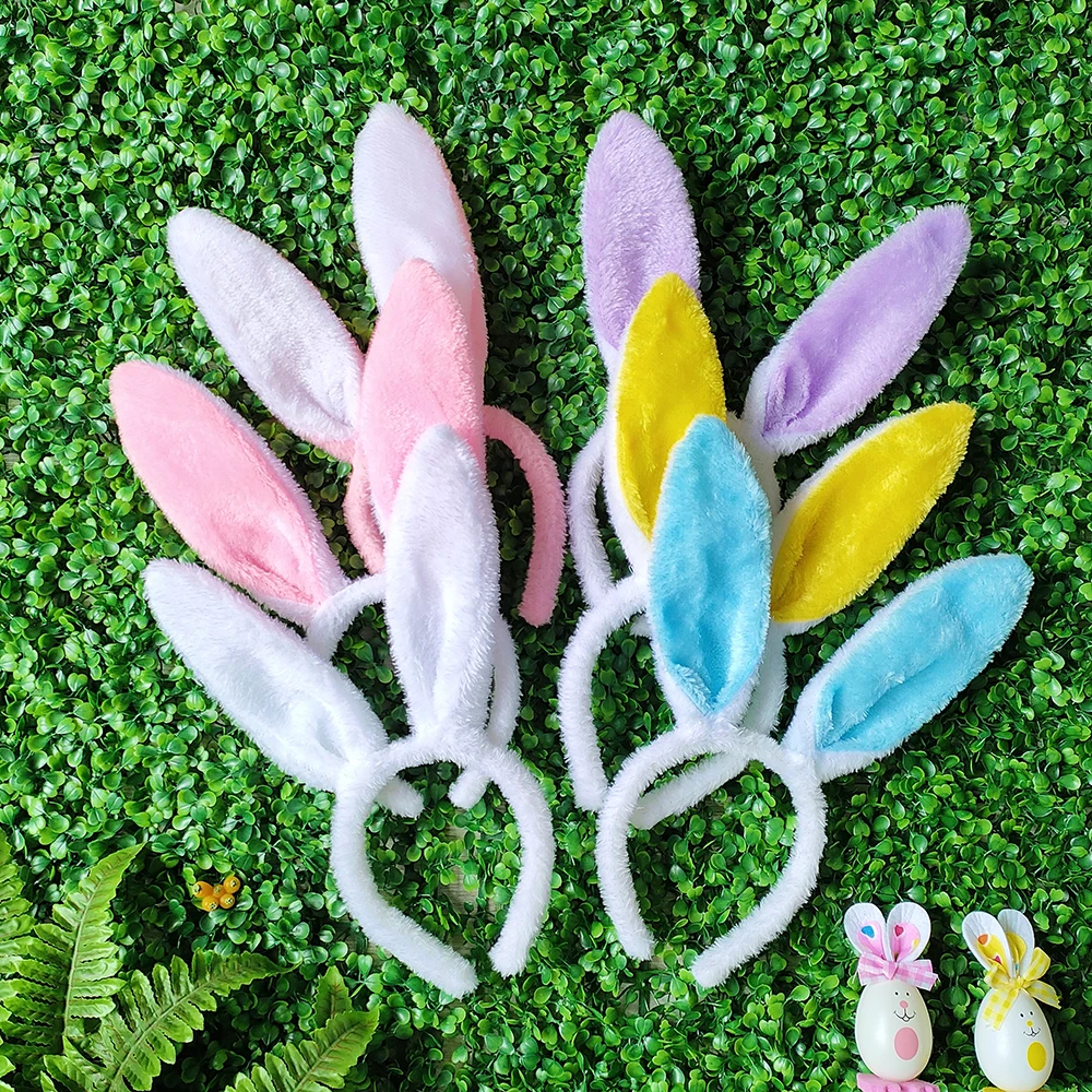 Easter Bunny Ears Headband Plush Rabbit Ears Bunny Adult Kids Girl Cosplay Costume Easter Decor 2024 Bunny Headwear Hair Accesso