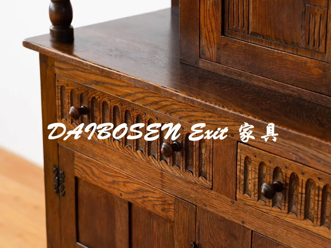 Furniture Western carving design display cabinet Solid wood medieval dining side antique double door storage