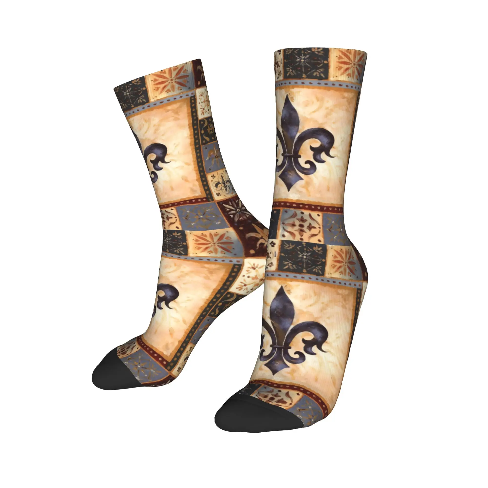 مخصص كول رجل فلور دي ليز فستان الجوارب للجنسين دافئ مريح ثلاثية الأبعاد طباعة زهرة الوطنية فرنسا طاقم الجوارب #1