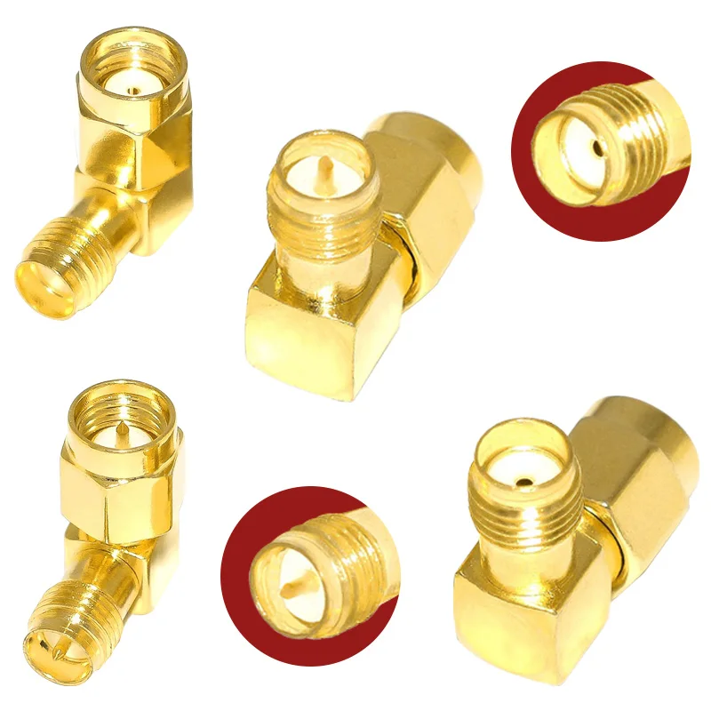 

5/20Pcs Golden 90 Degree RF Coaxial Adapter SMA Socket Male Female Plug Jack Right Angle Connector for Audio Video Radio Cable