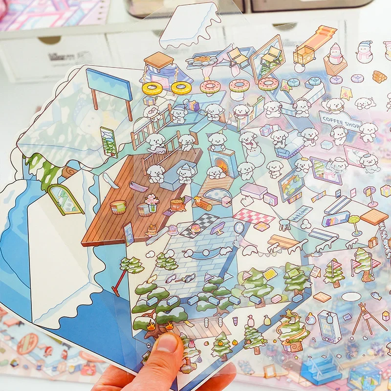 DIY Plus Size Treasure Box World Landscape Sticker 3D Pocket Cabin Scene Stickers Gift for Kid Child