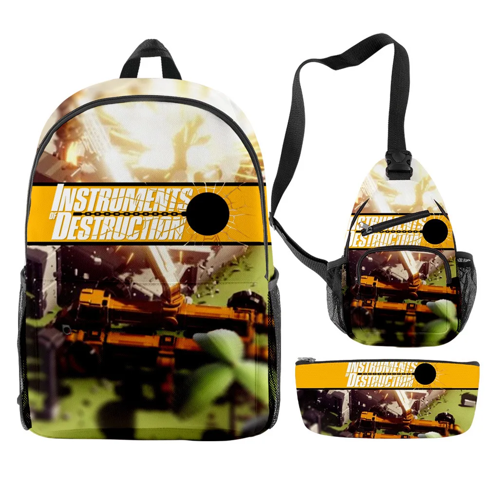 

Classic Novelty Cool instruments of Destruction 3D Print 3pcs/Set pupil School Bags Travel Laptop Backpack Chest Bag Pencil Case