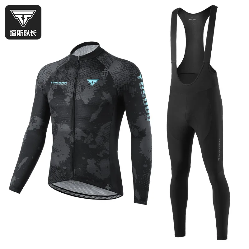 

Long Cycling Bib Set Autumn Triathlon Suit Men Shorts Distance Jersey Man Pants Padding Men's Shirt Sleeve Bike Clothes Bicycle