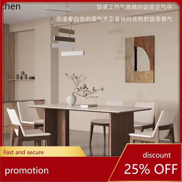 

YFY Retro Wind Tunnel Stone Rock Plate Dining Table and Chair Set for Home Small Apartment Solid Wood Dining Table