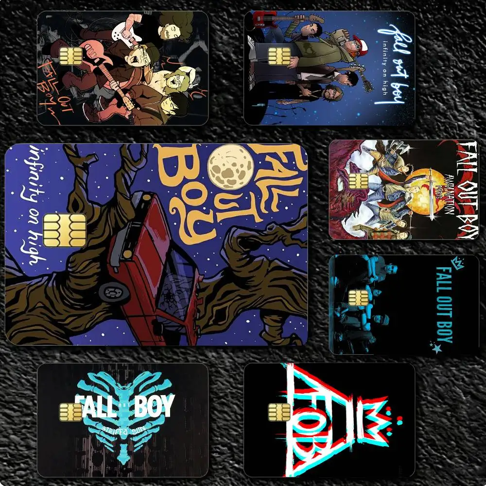 Emo Rock F-Fall Out Boy 4pcs 1Set Card Stickers Small Waterproof Chip 4PCS Card Sticker Anti-Scratch