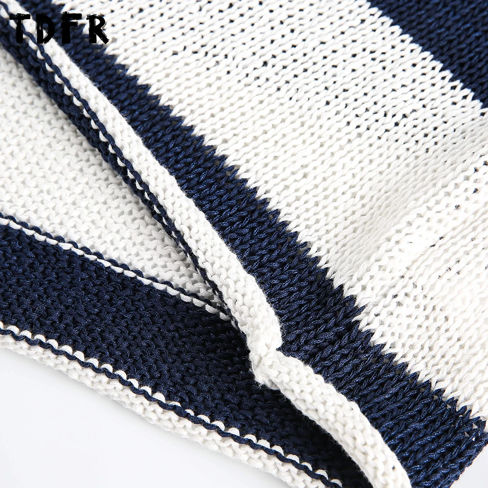 레이스 업 스트라이프 스웨터 남성 니트 가을 얇은 캐주얼 루즈 긴 소매 풀오버 남자